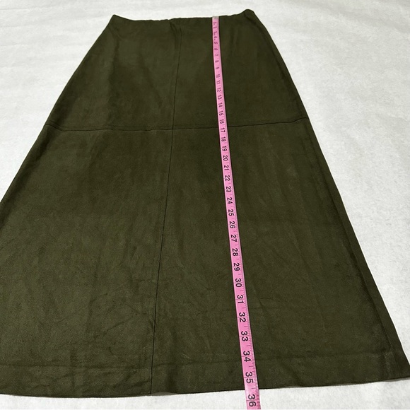 Finity Womens Maxi Length Forest Green Faux Suede Elastic Comfort Waist Size M - Picture 7 of 8